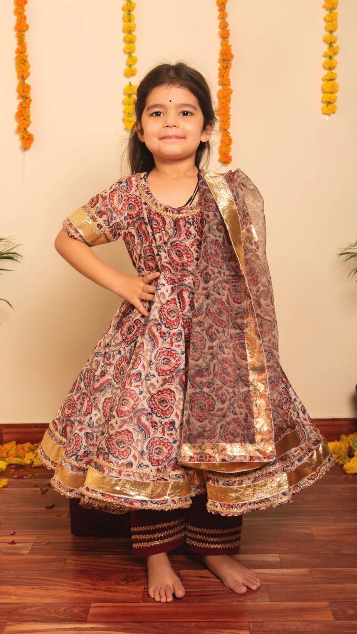 Bachpan Gulbagh organza anarkali set for girls - Image 3