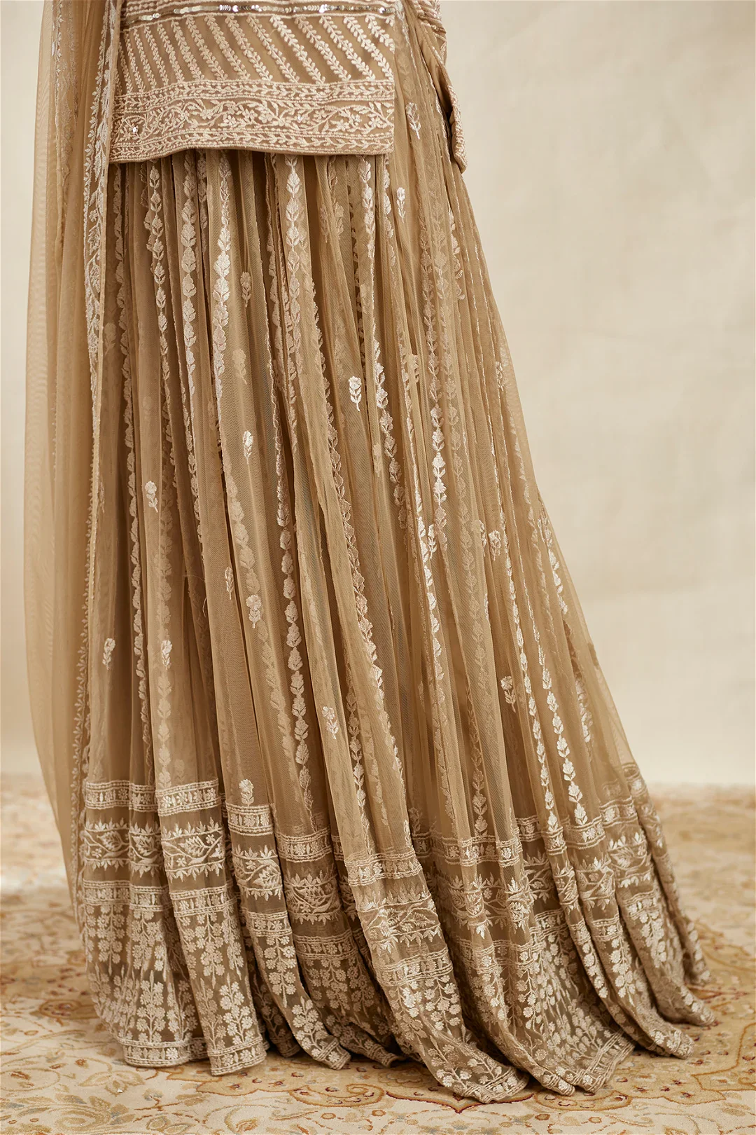 Beige And Cream Sharara Set - Image 3