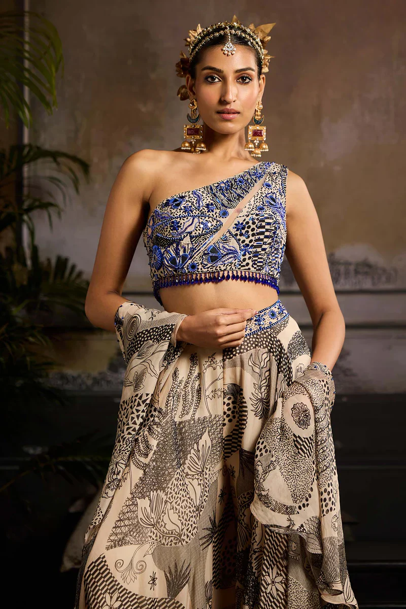 Beige & Black Print and Highlighted Co-Ord Set - Image 3