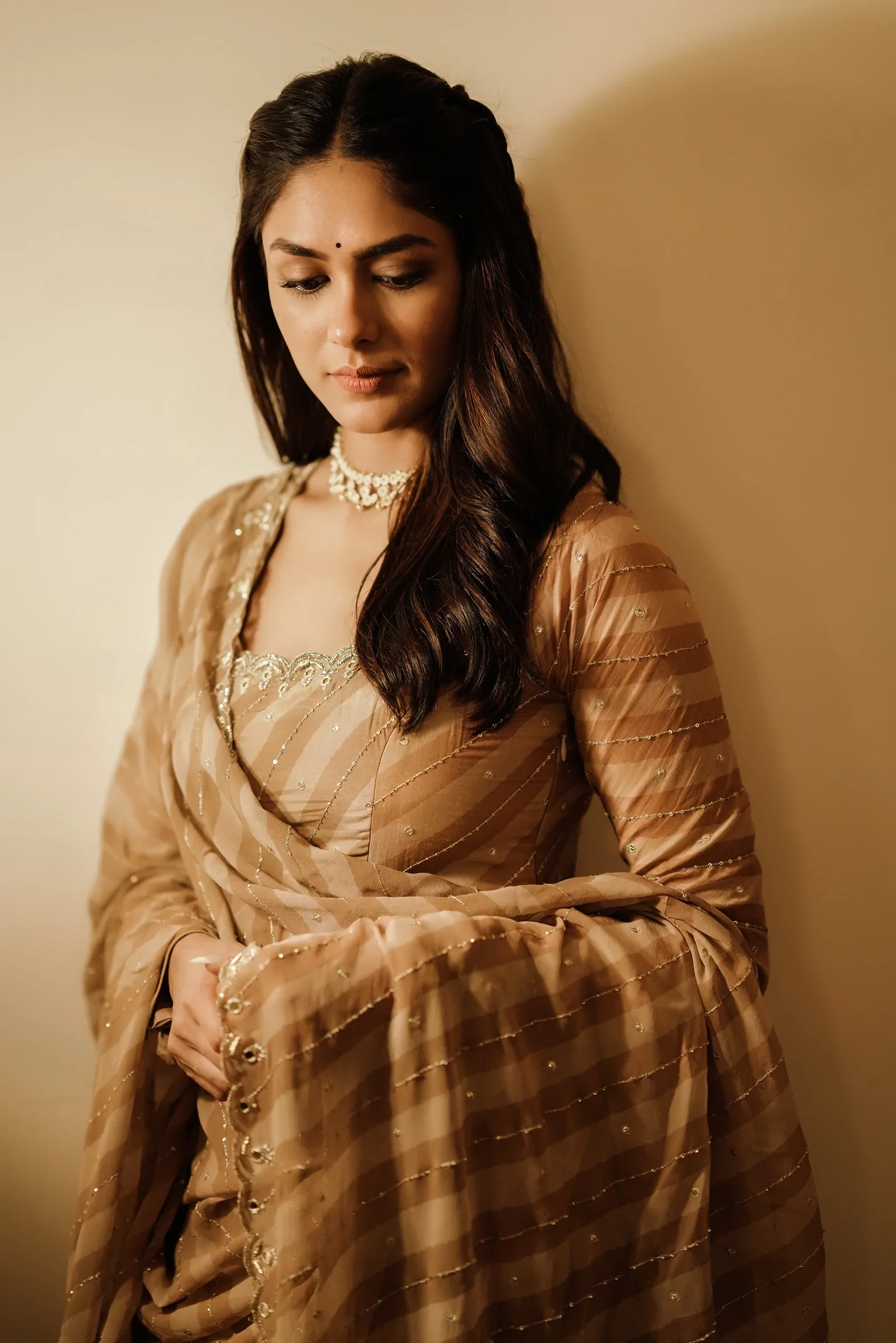 Beige Cotton Silk Anarkali Set - Image 4