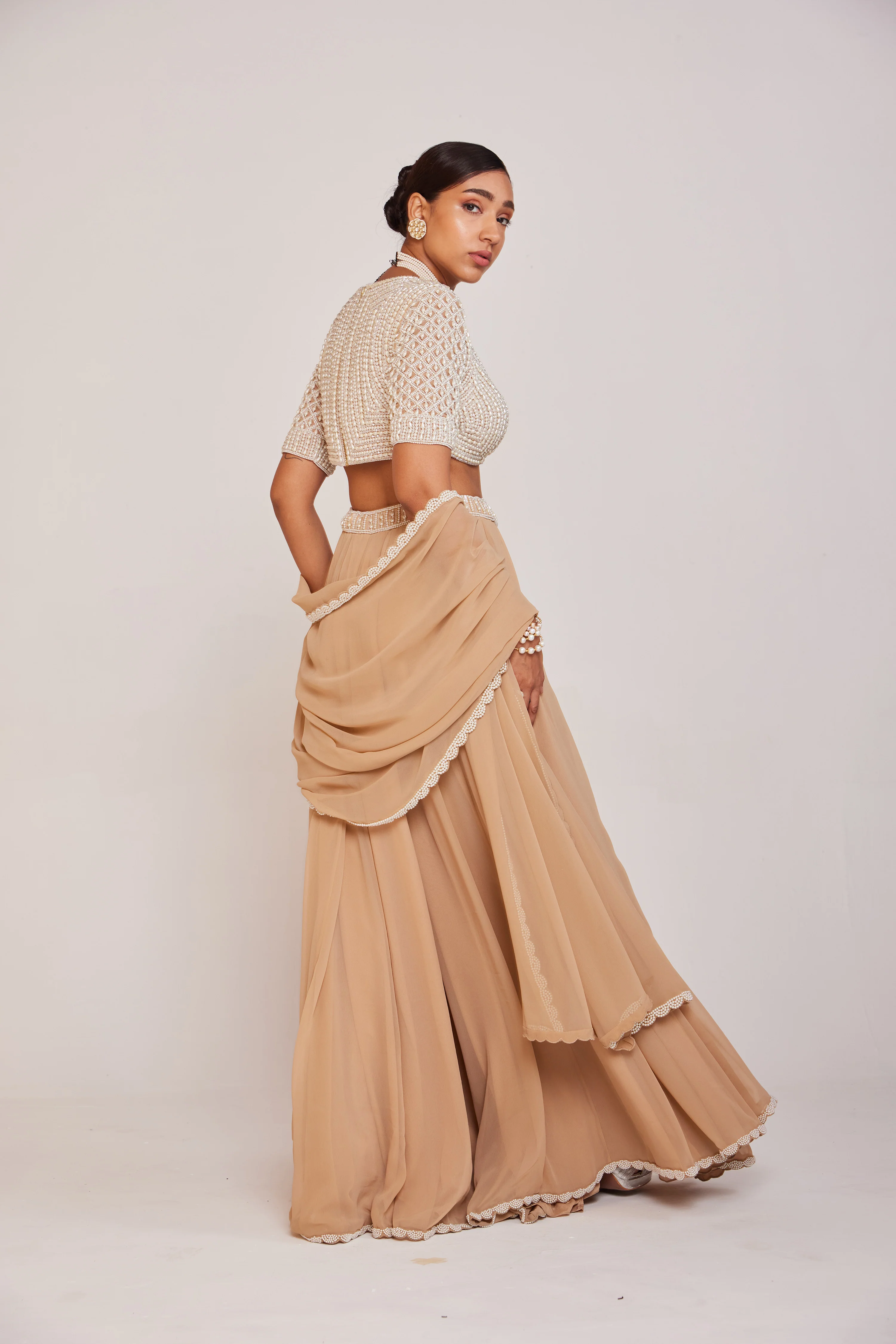 Beige Lehenga Pants Set - Image 4