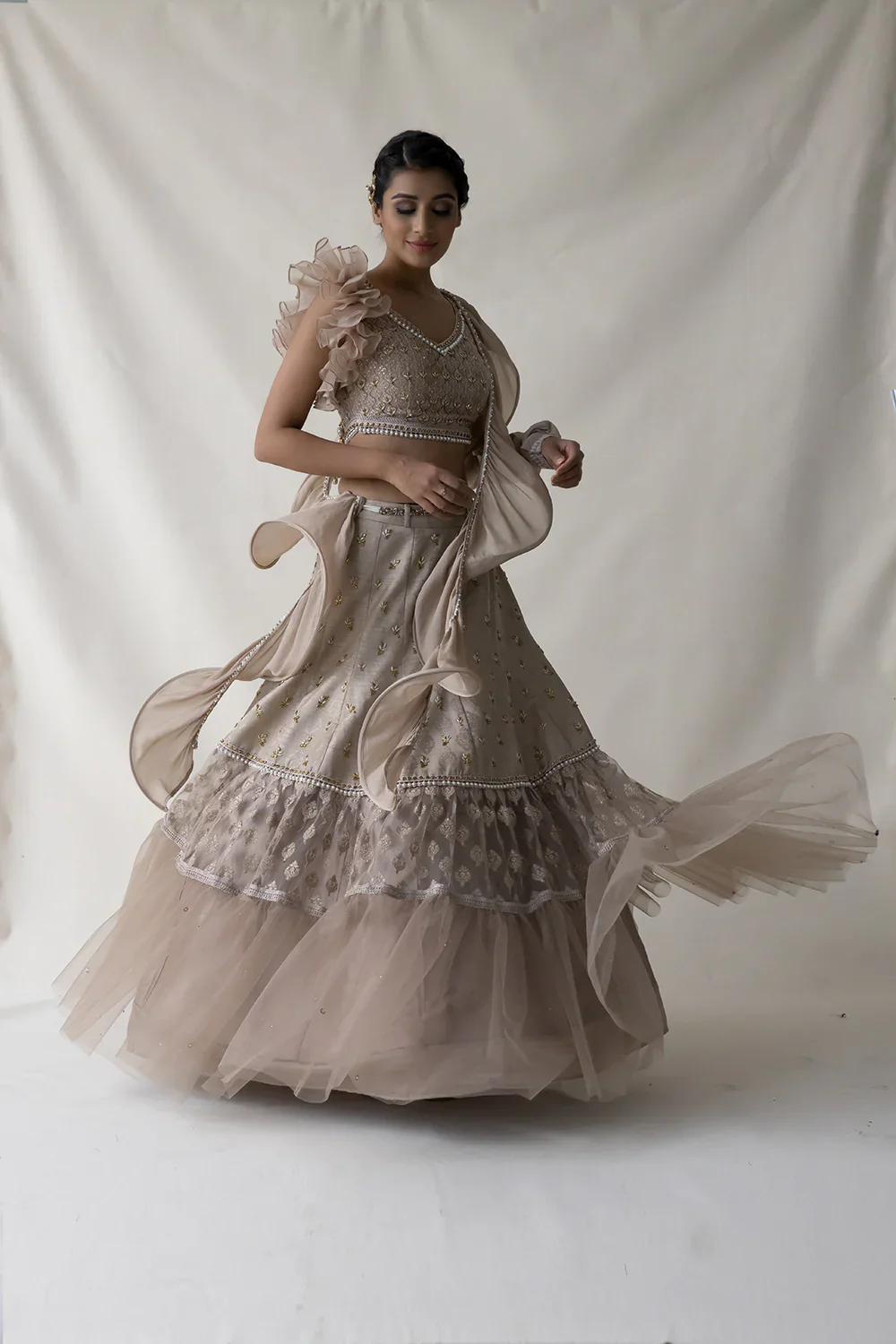 Beige Lehenga Set - Image 3