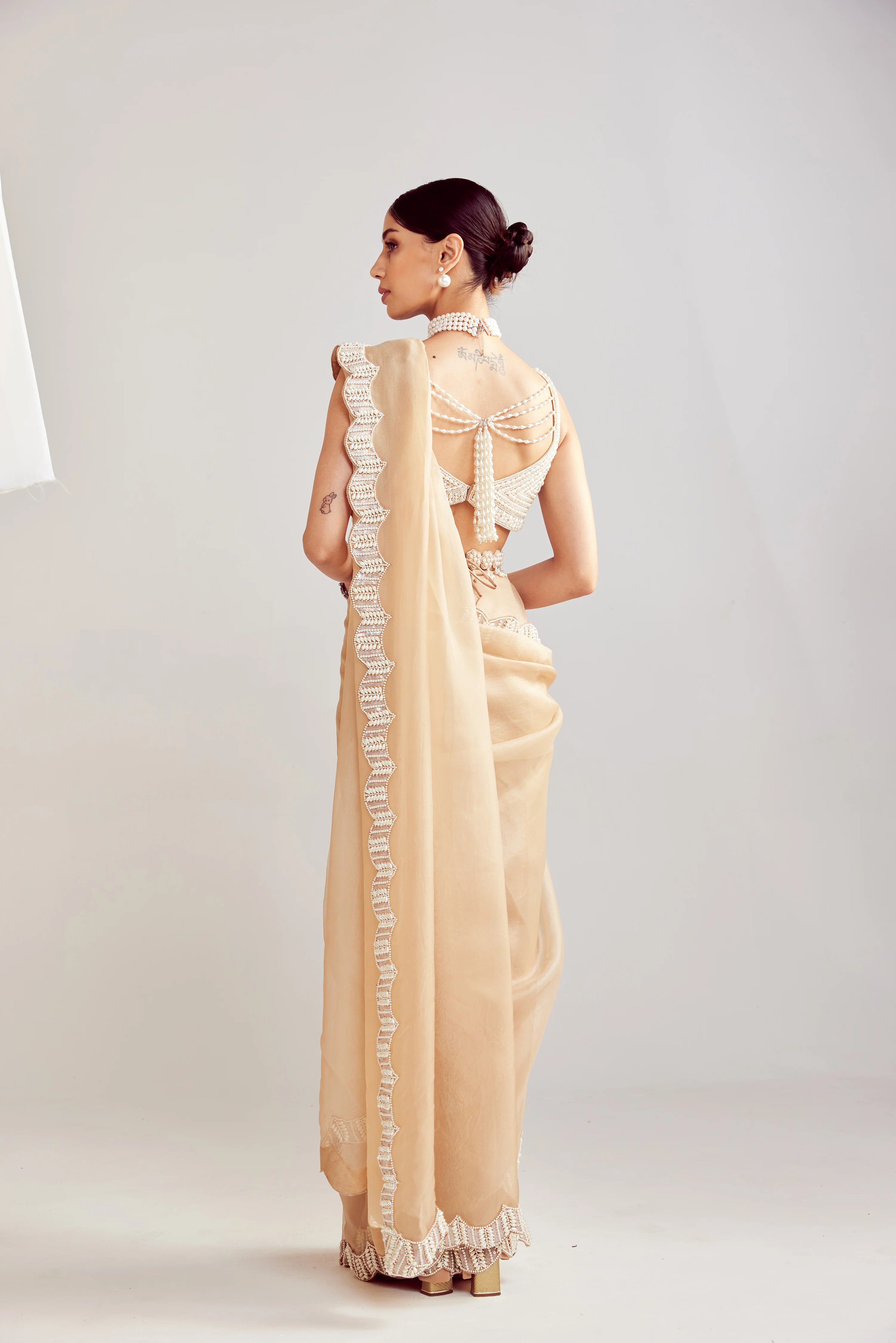Beige Saree Set - Image 5