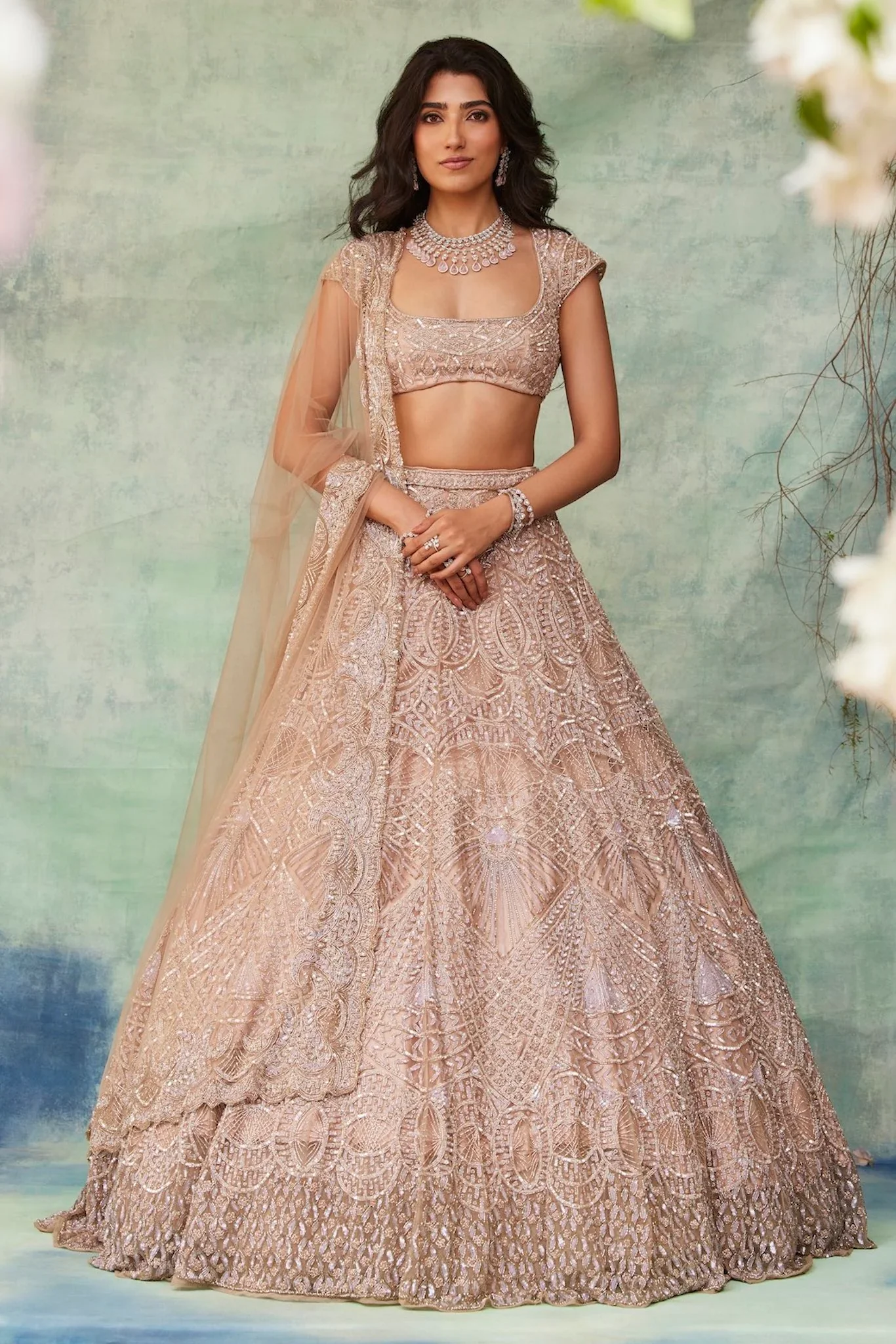 BELLA - Hand-Embroidered Crystal Lehenga - Image 3