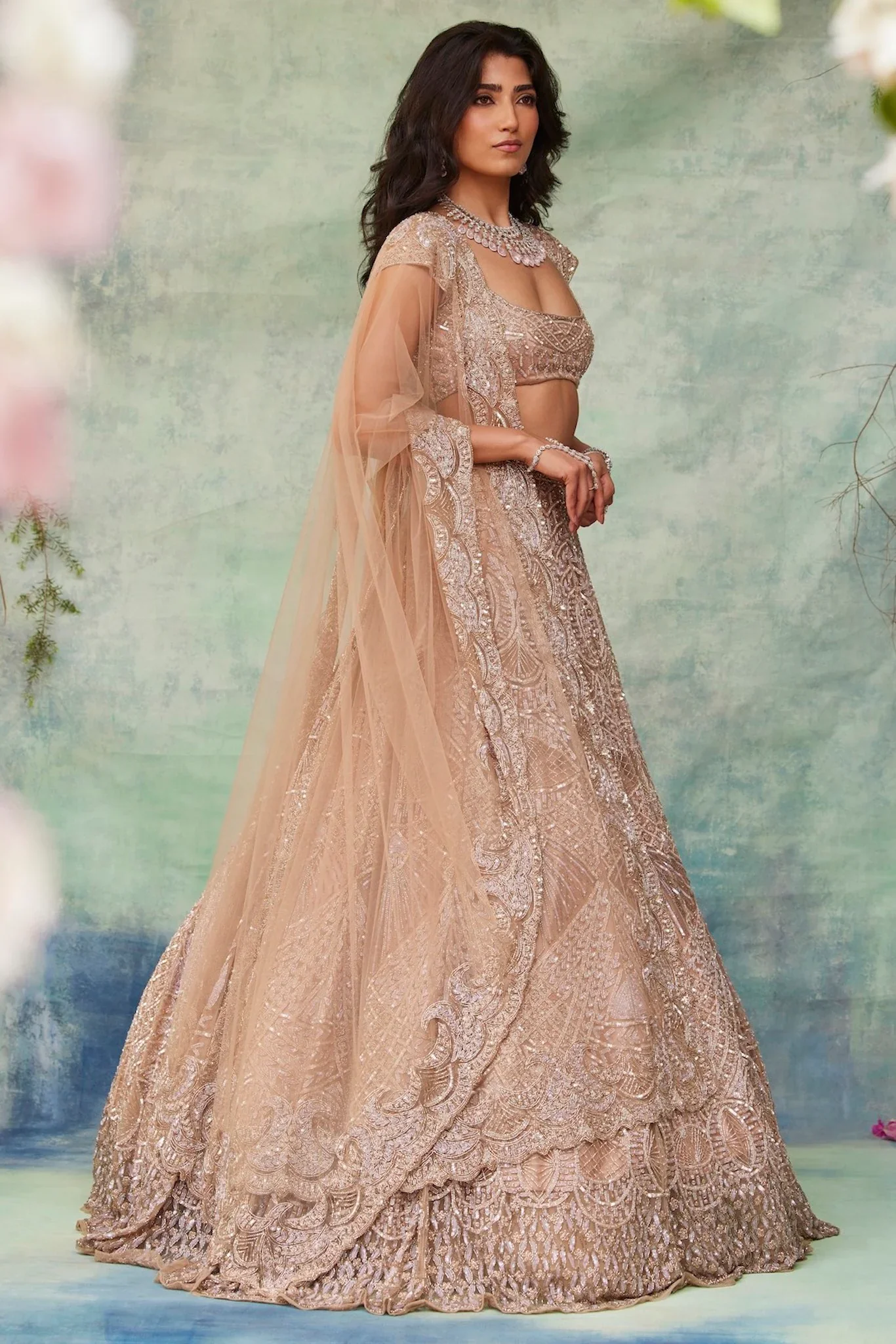 BELLA - Hand-Embroidered Crystal Lehenga - Image 5