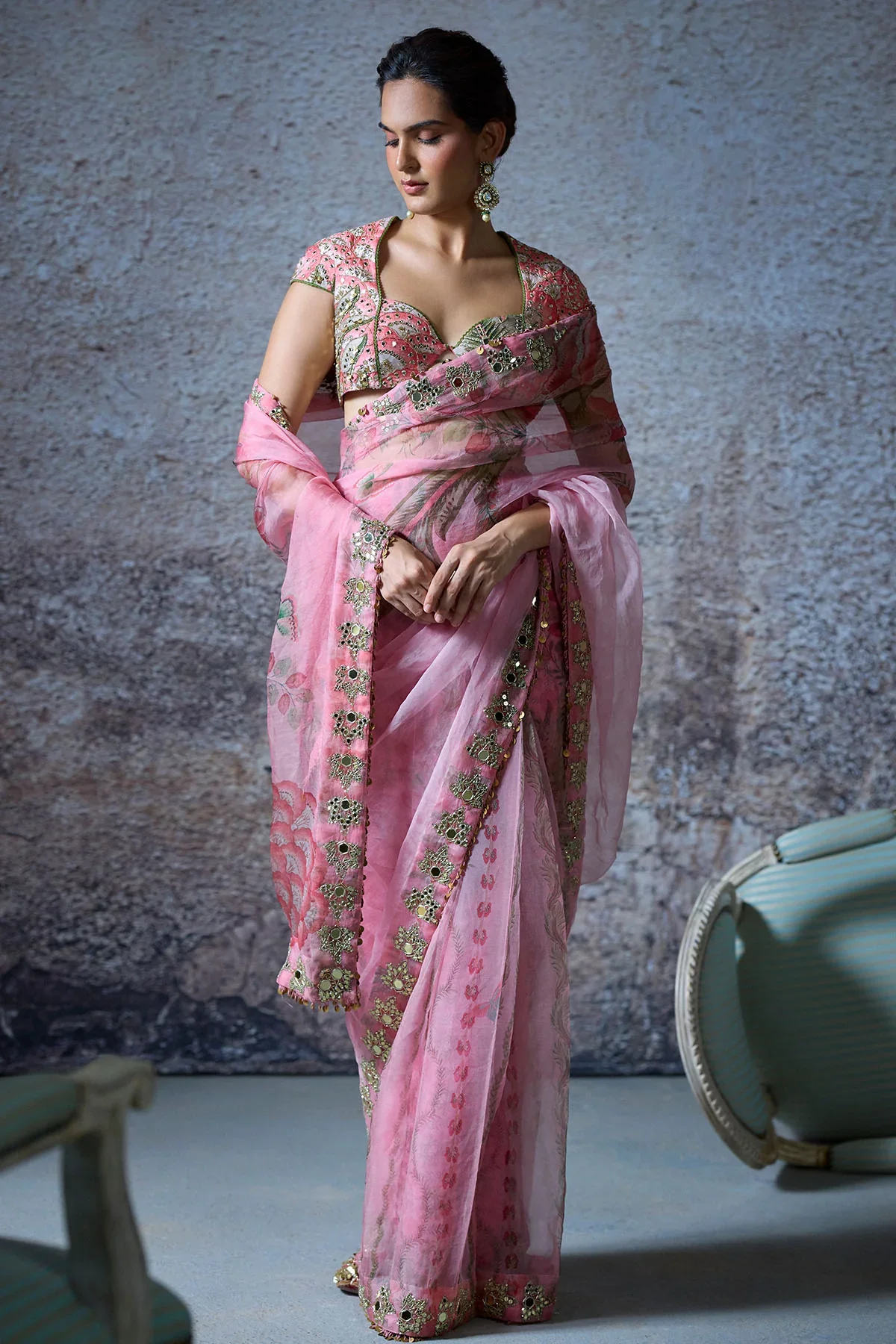 BENU - Pre-Draped Embroidered Saree