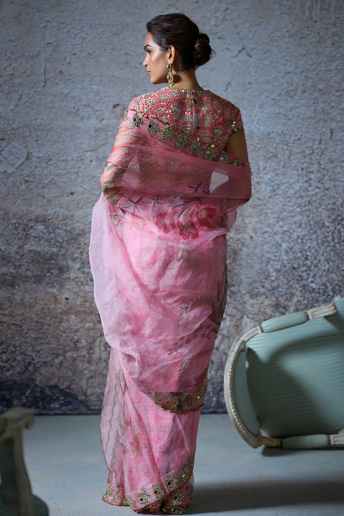BENU - Pre-Draped Embroidered Saree - Image 3