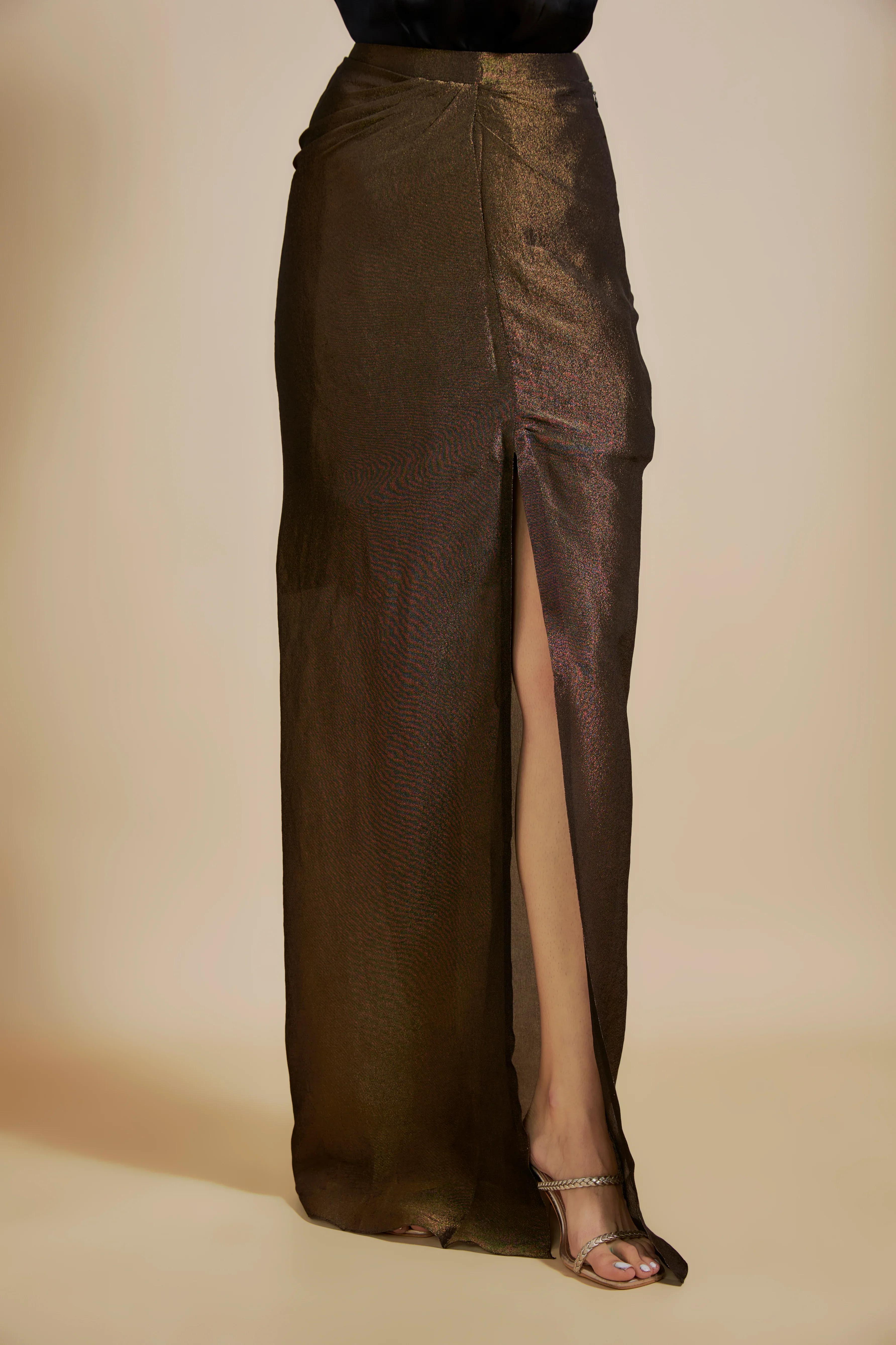 Black Embroidered Shirt With Black Skirt - Image 2