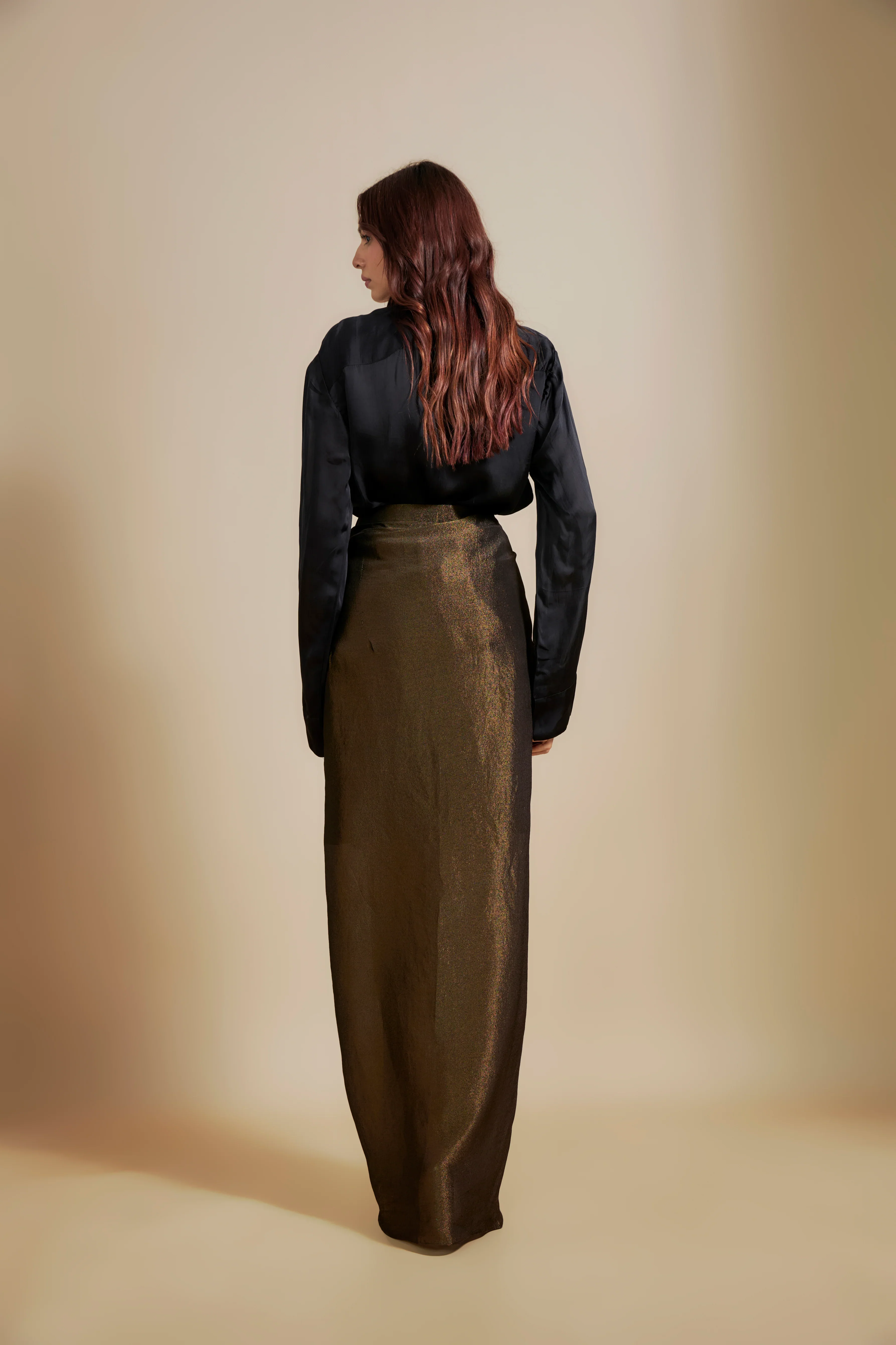 Black Embroidered Shirt With Black Skirt - Image 5