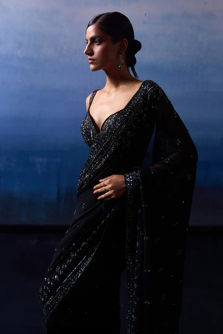 Black Georgette Saree - Image 4