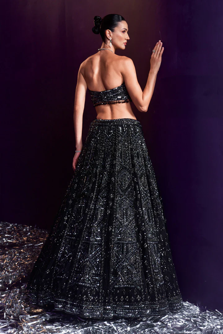 Black Net Lehenga Set - Image 6