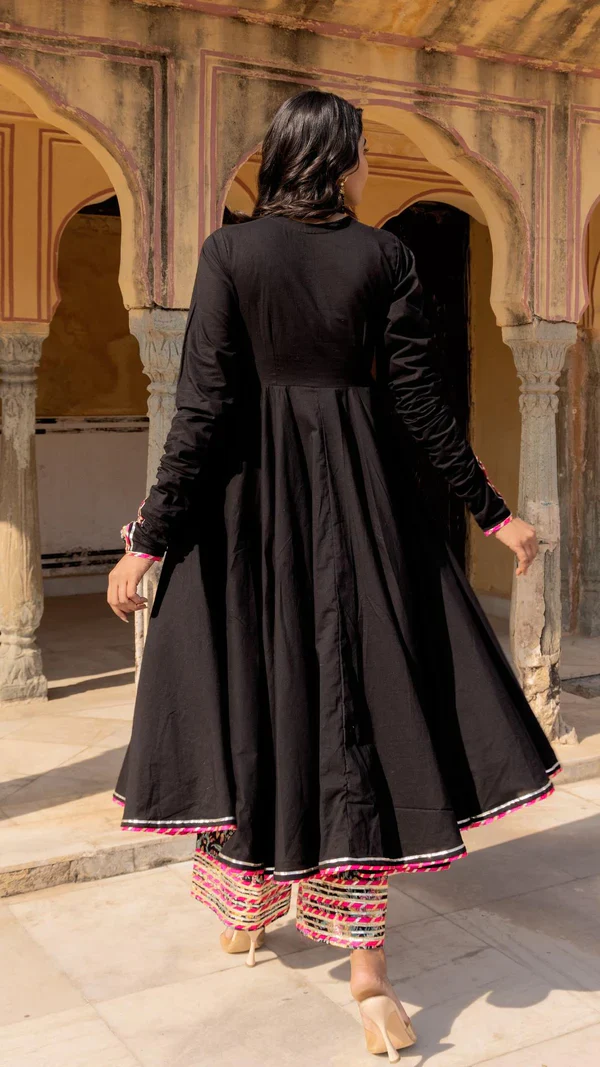 Black Rose Cotton Angrakha Set - Image 3