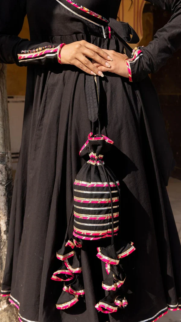Black Rose Cotton Angrakha Set - Image 7