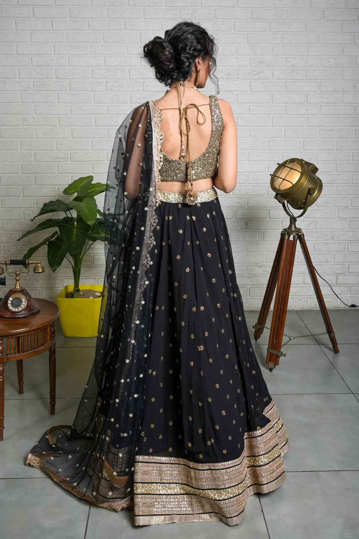 Black Sharmily Lehenga Set with Sequin Blouse - Image 4