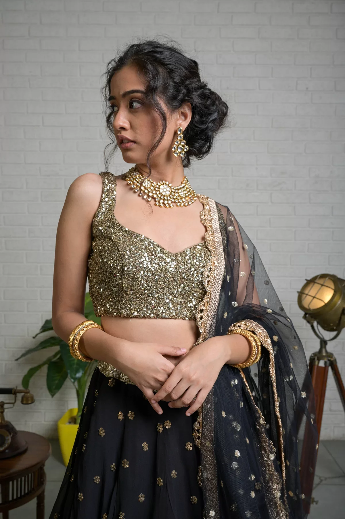 Black Sharmily Lehenga Set with Sequin Blouse - Image 7