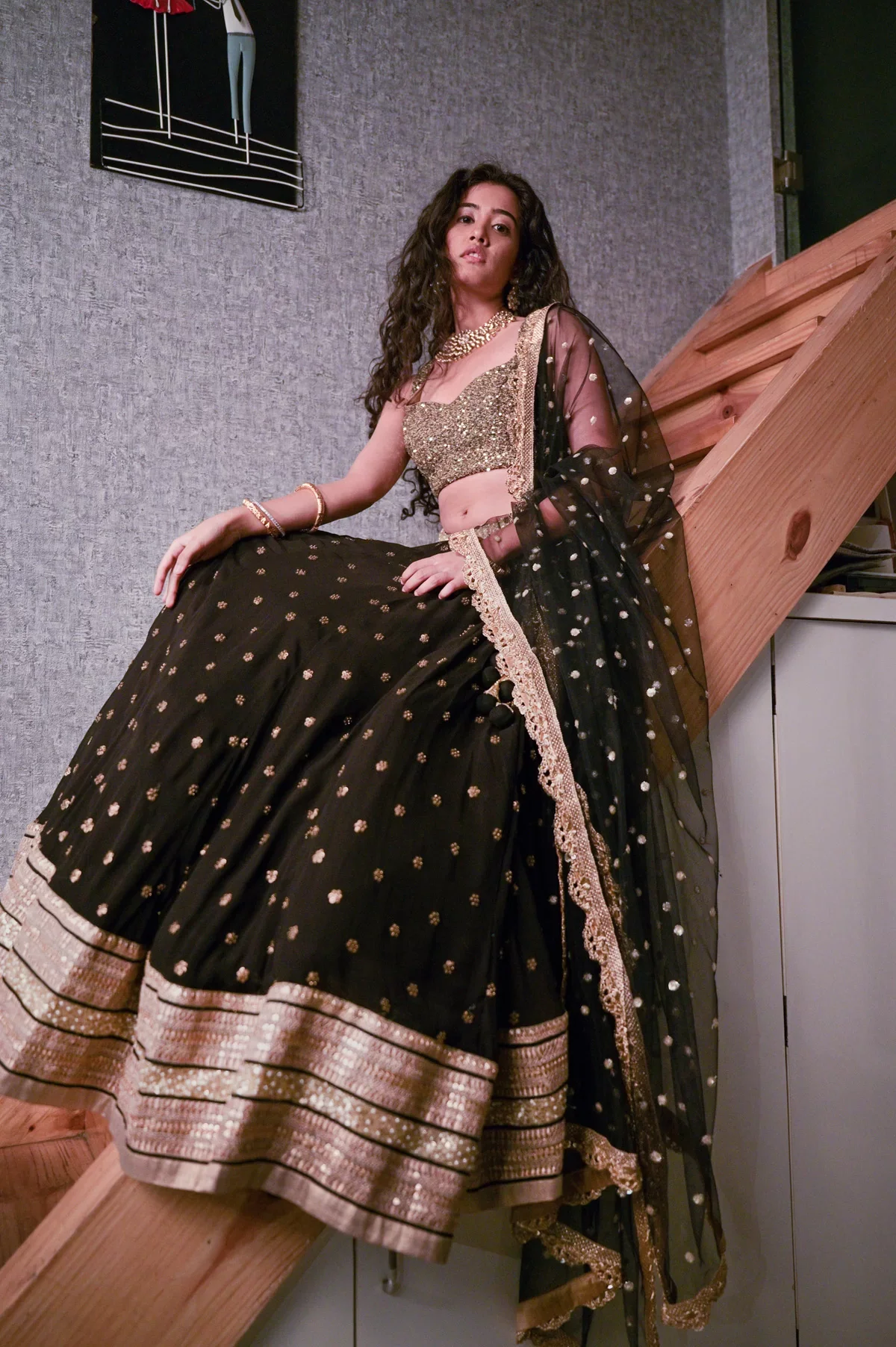 Black Sharmily Lehenga Set with Sequin Blouse - Image 9