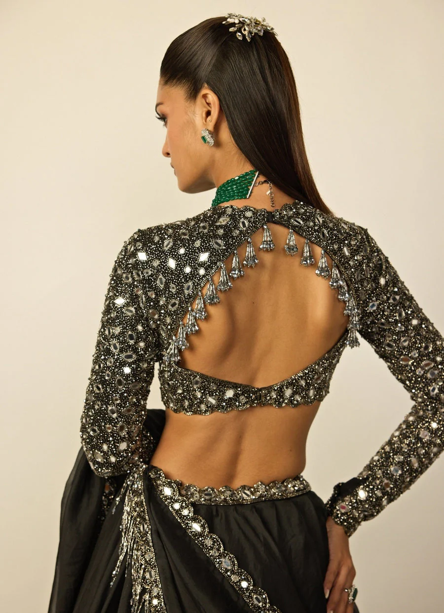 Black tassel lehenga set - Image 3