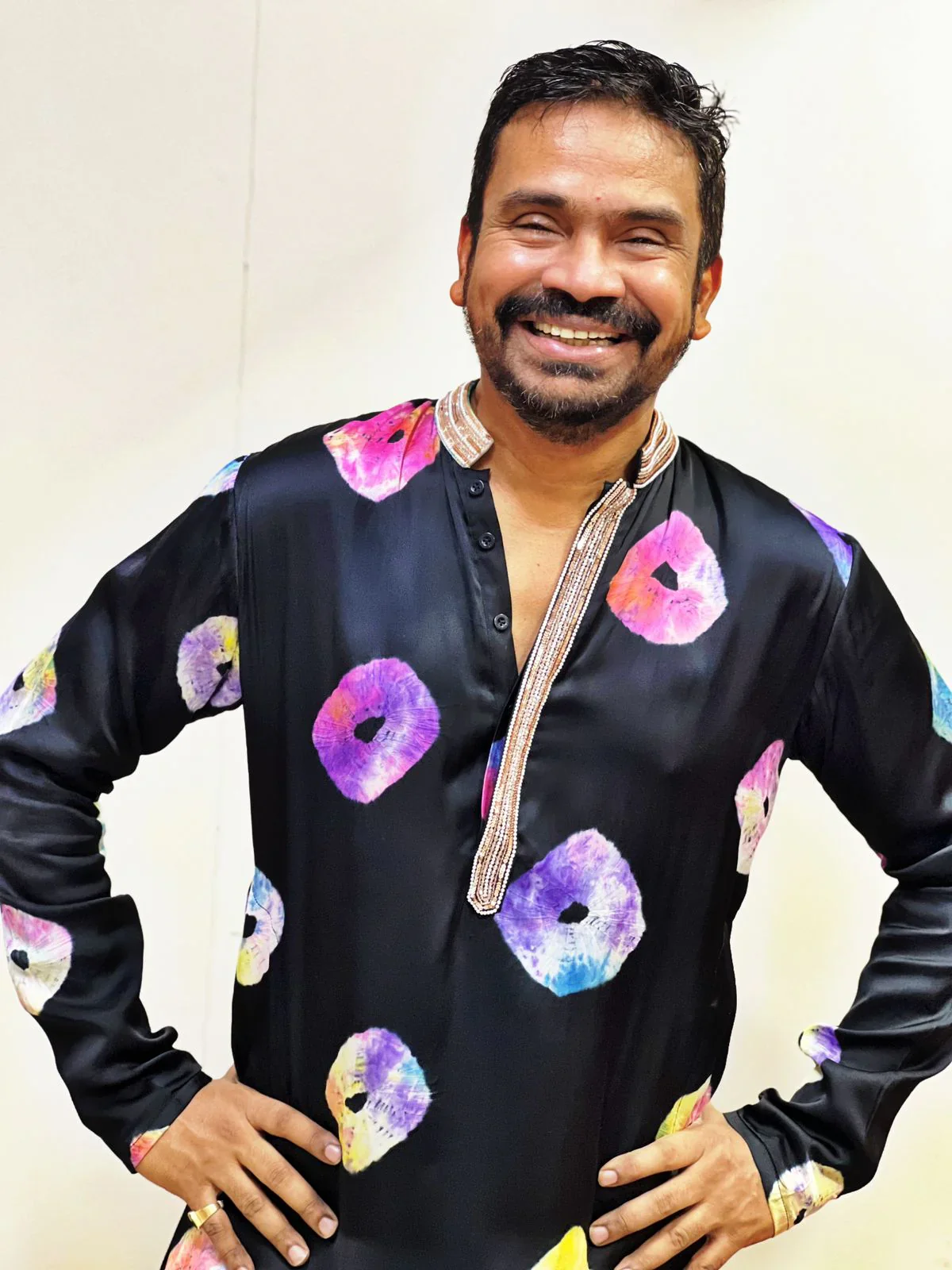 Black Tie And Dye Kurta Set - Image 2