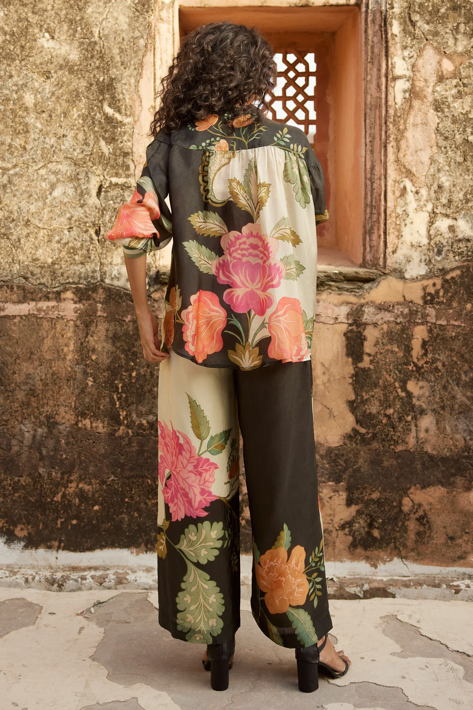 Black with Multi Coloured Print Co-ord Set - Image 2
