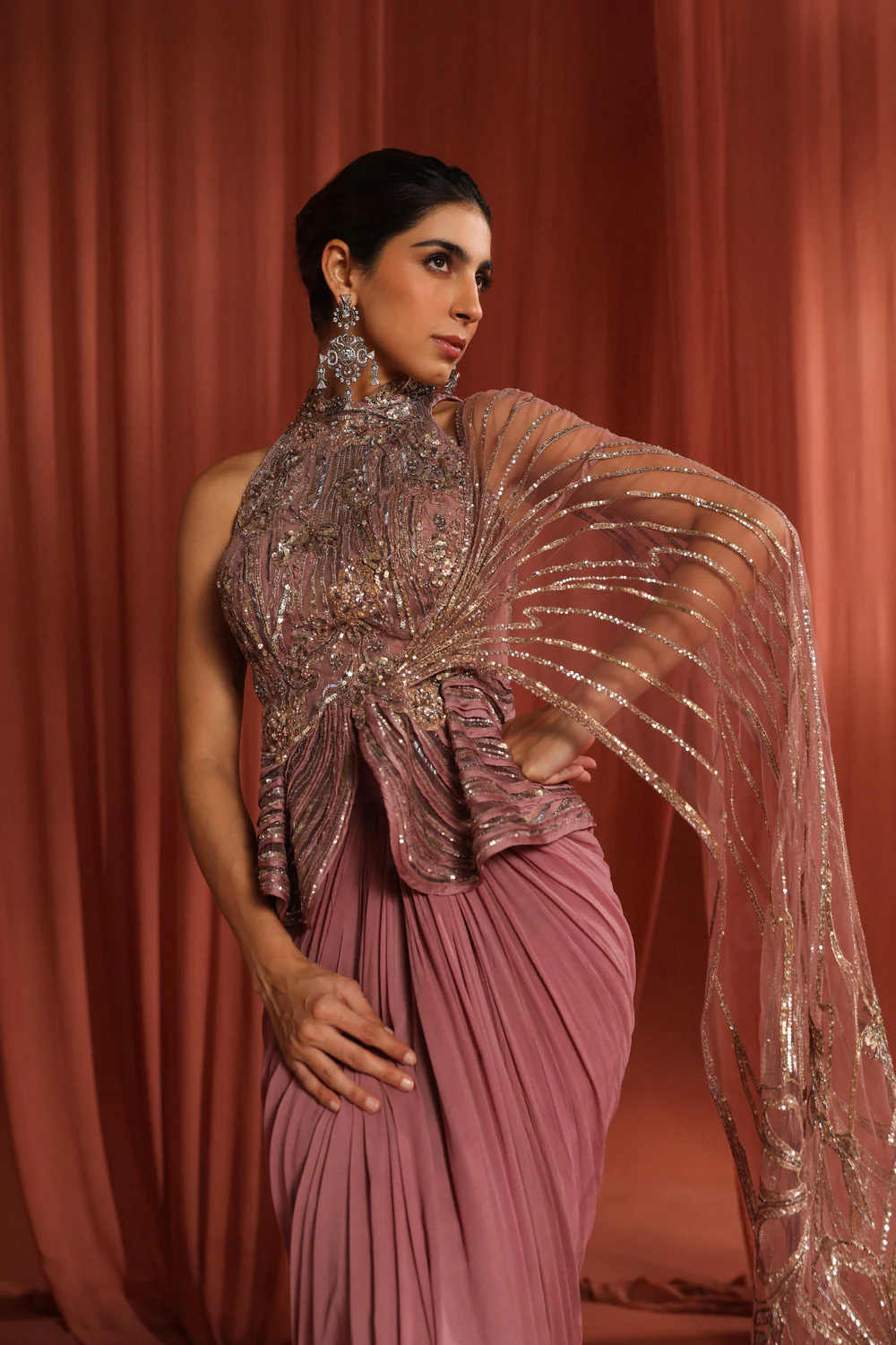 Blossom peplum saree - Image 2