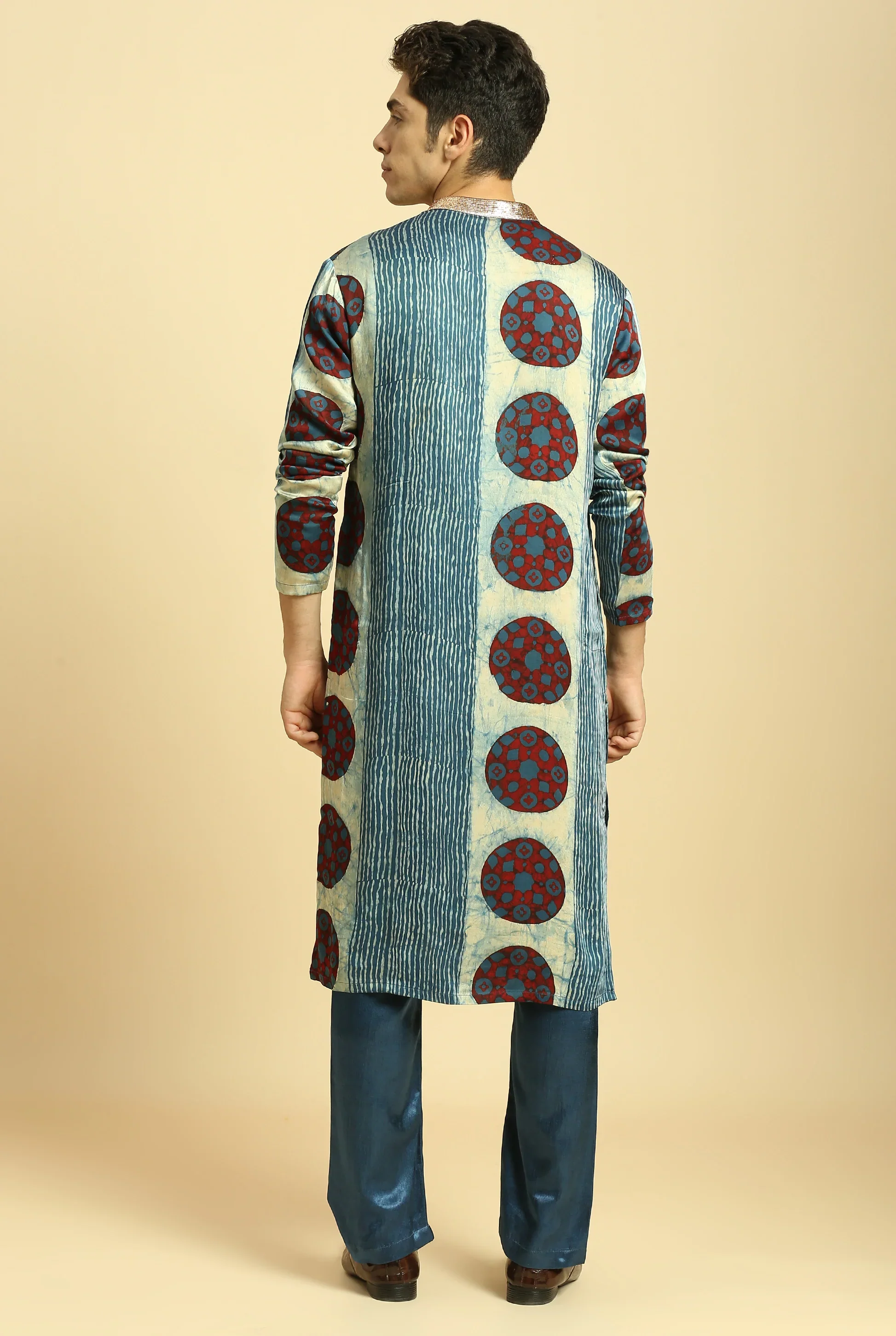 Blue Ajrakh Printed Kurta With Pant - Image 4