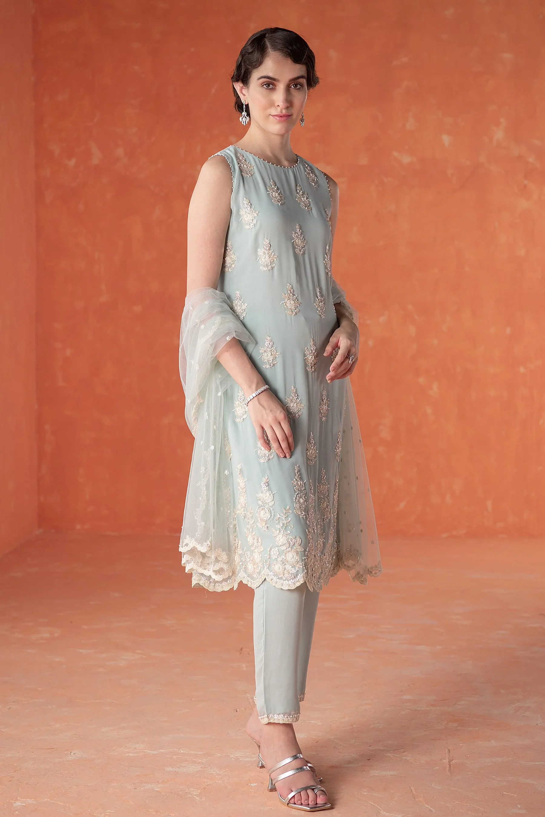 Blue Amaria A-line Long Kurta