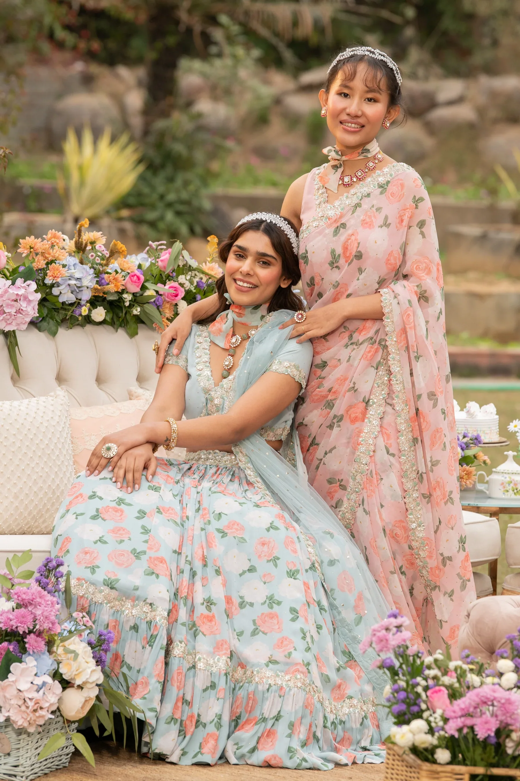 Blue Citrus Rose Lehenga - Image 4