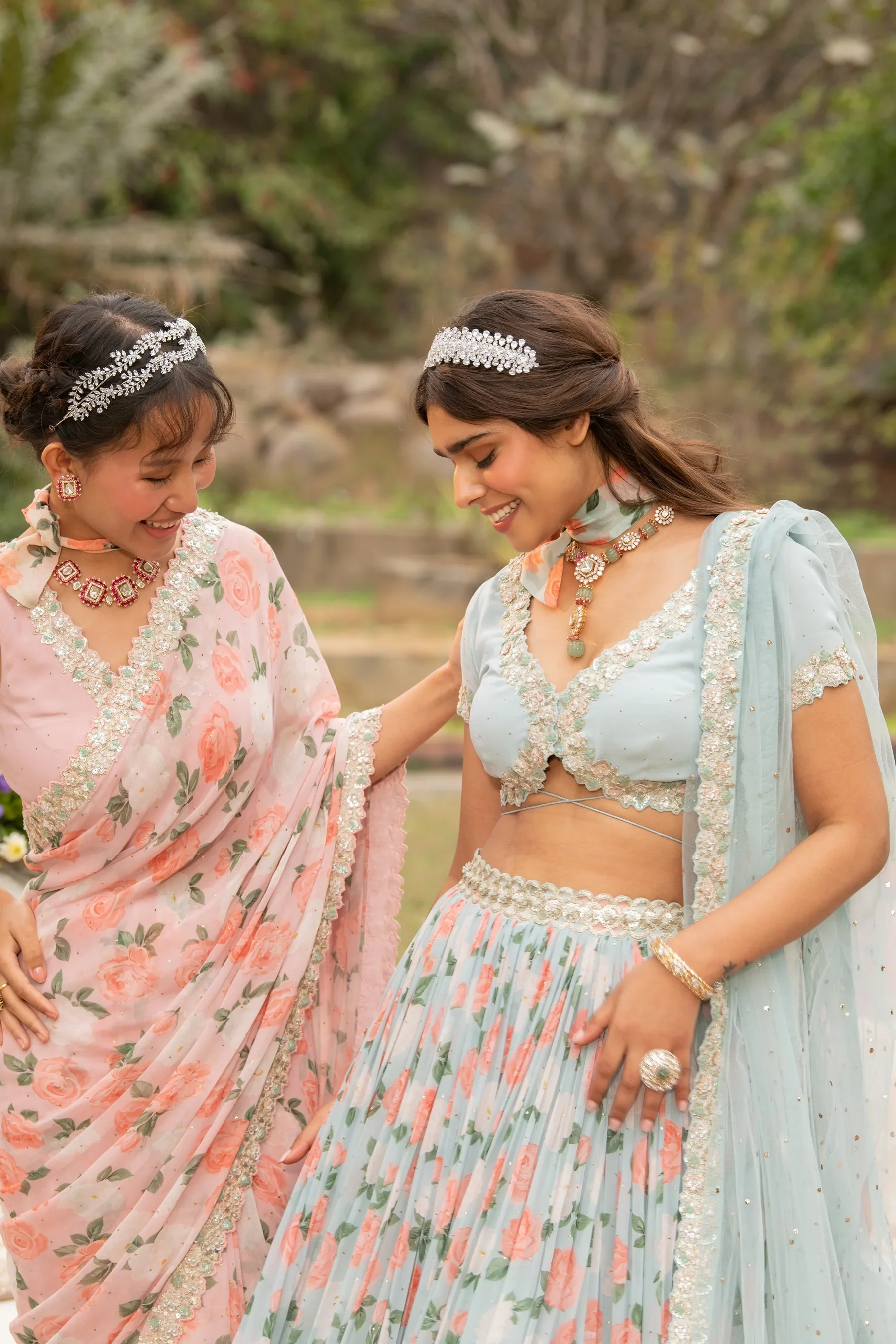 Blue Citrus Rose Lehenga - Image 5