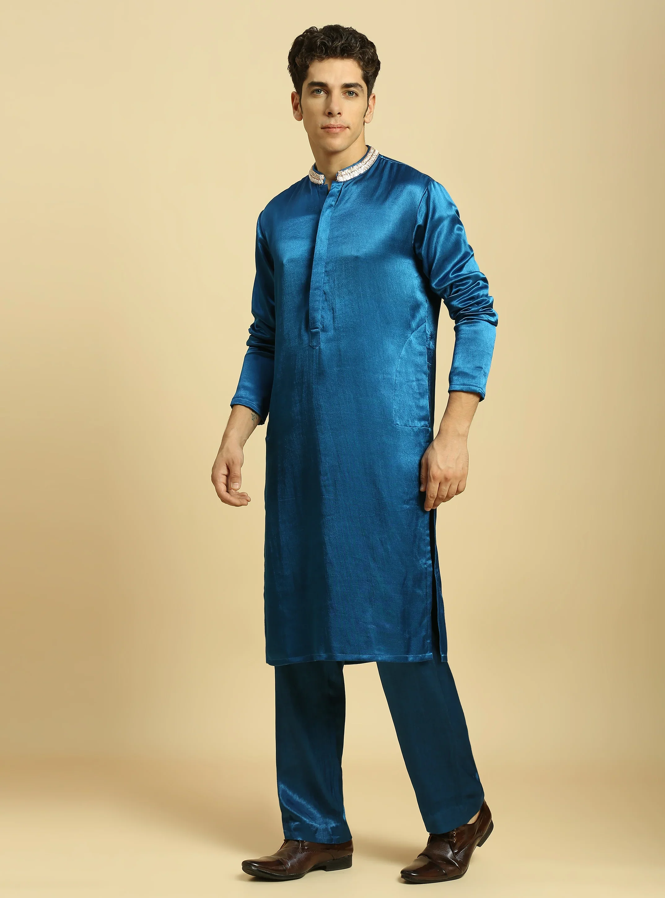 Blue Kurta With Pant - Image 2