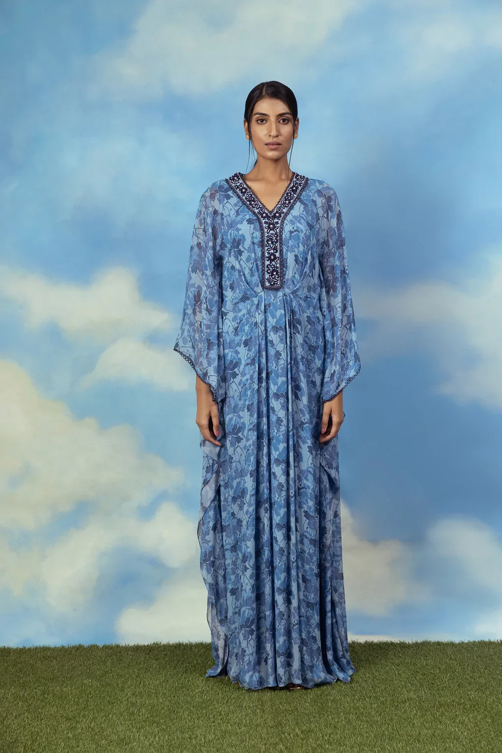 Blue Printed Kaftan - Image 2