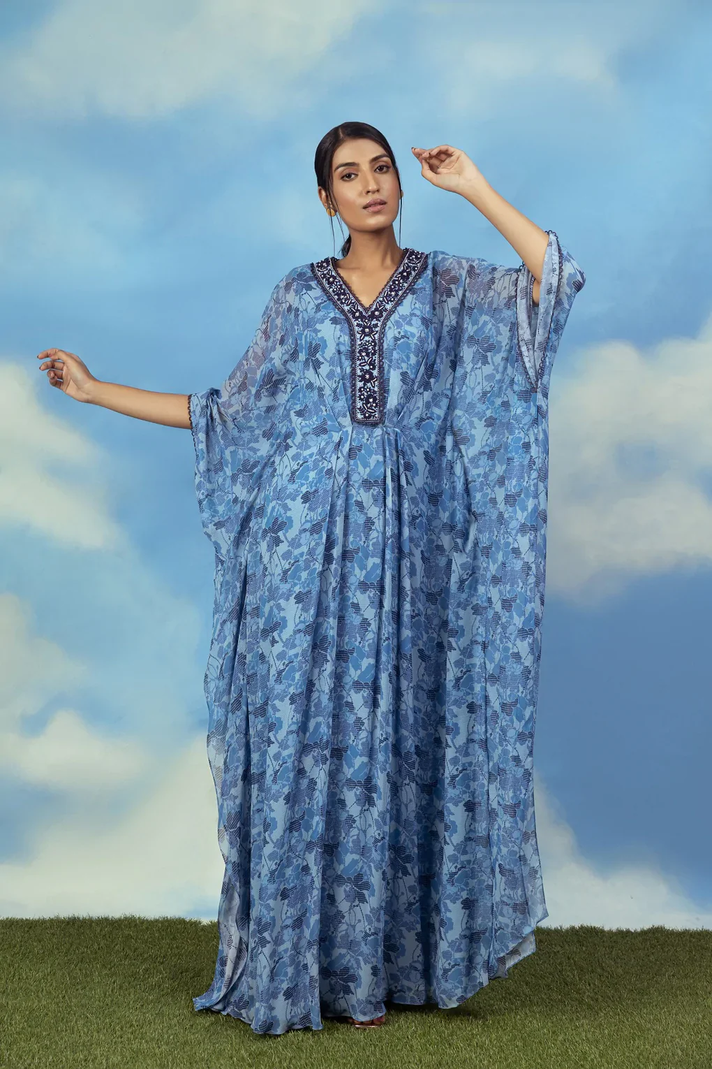 Blue Printed Kaftan - Image 4