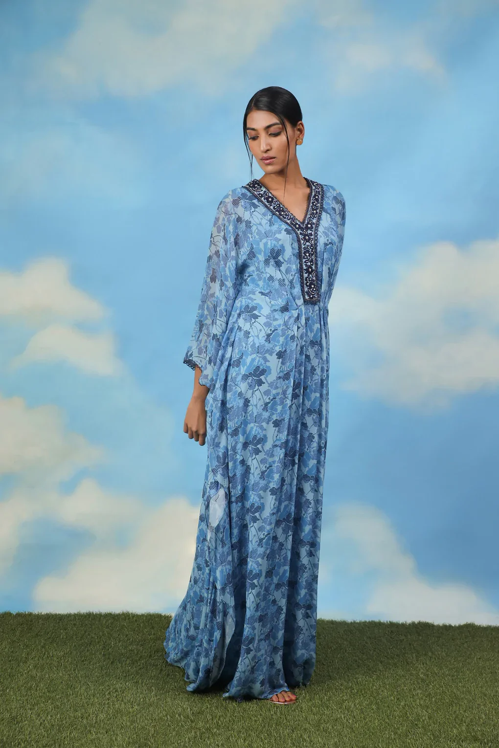 Blue Printed Kaftan - Image 5