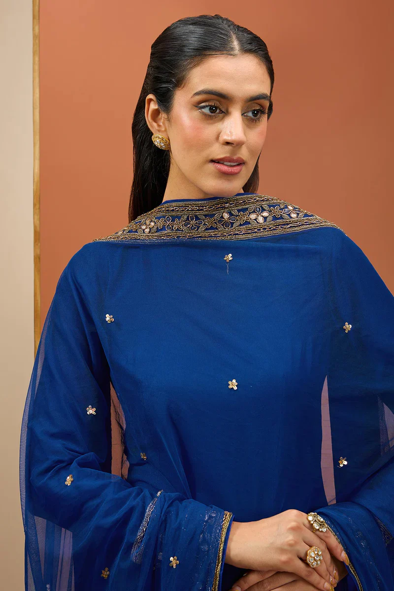 Blue Straight Kurta Set - Image 2