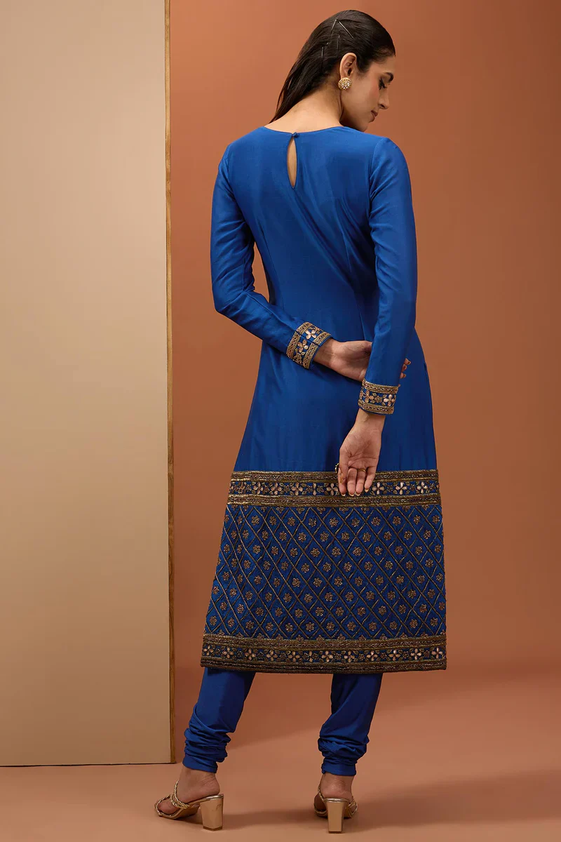 Blue Straight Kurta Set - Image 4