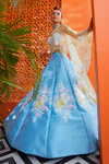Blue Taffeta Tiffany Rose Embroidered Lehenga Set - Image 5