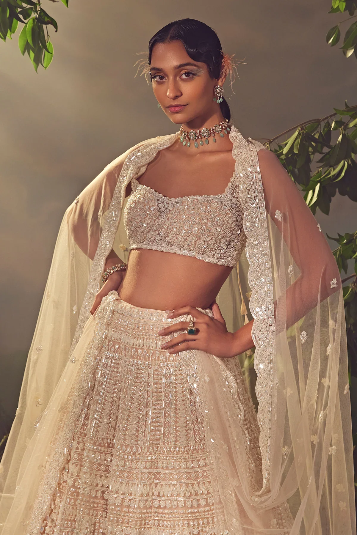 Blush Ivory Tulle Lehenga - Image 2