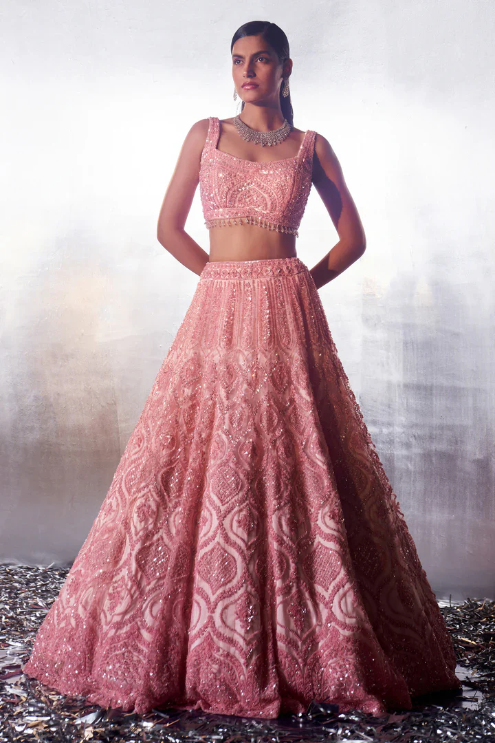 Blush Pink Net Lehenga Set - Image 2