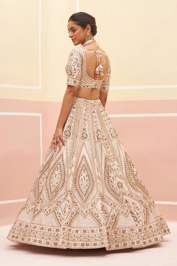 Blush Pink Raw Silk Lehnga Set - Image 6