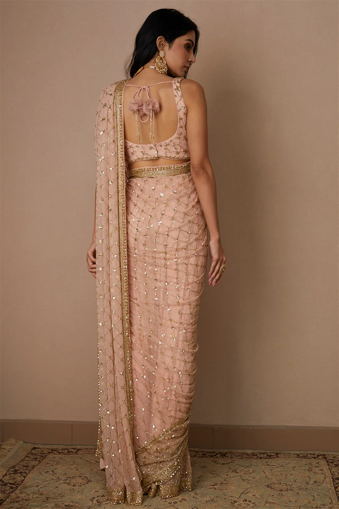 Blush Pink Saree Set - Image 2