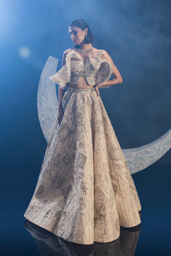 Blushed Pastel Ruffle Wings Lehenga - Image 2