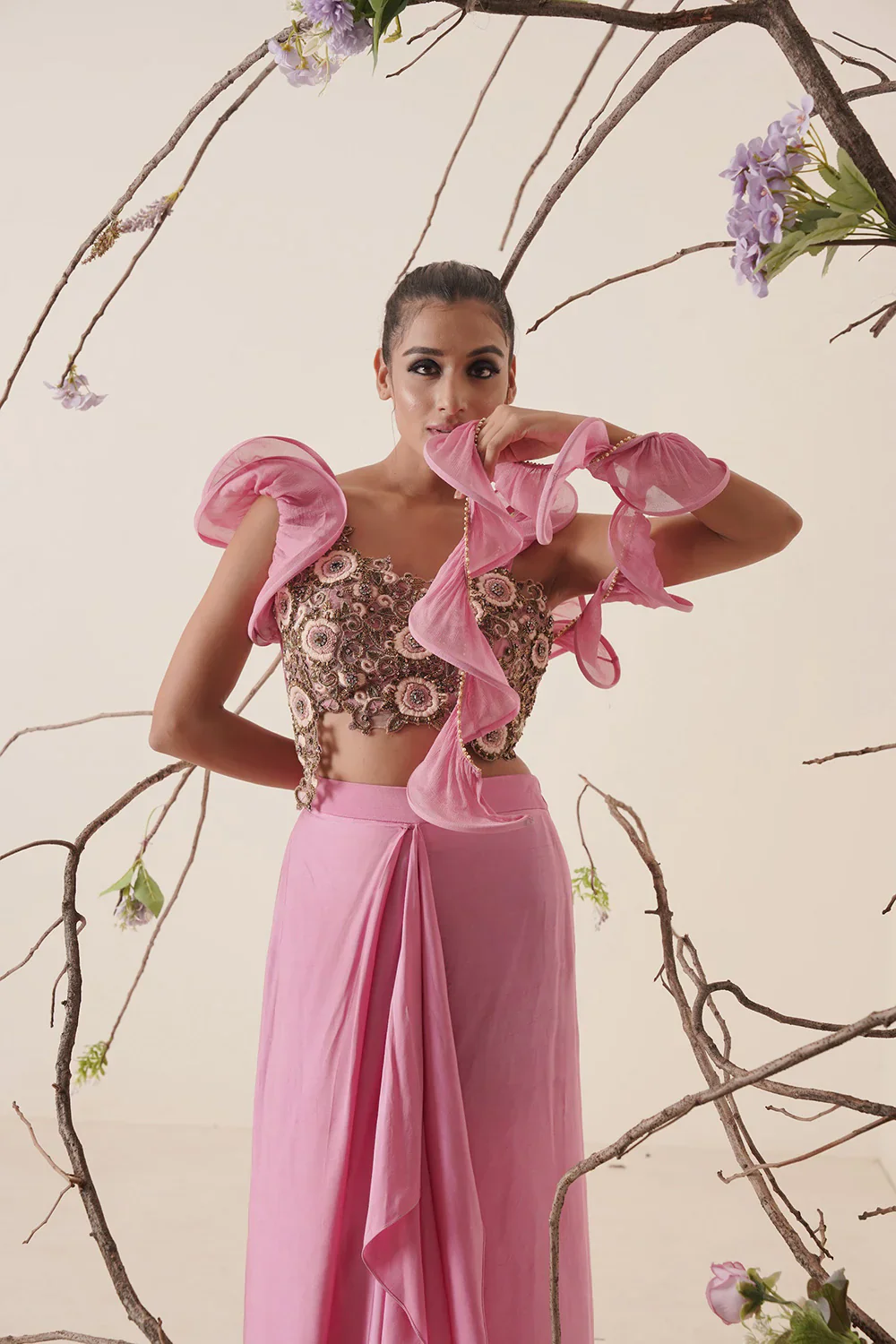 Bright Bubble & Gum Pink Skirt Set - Image 4