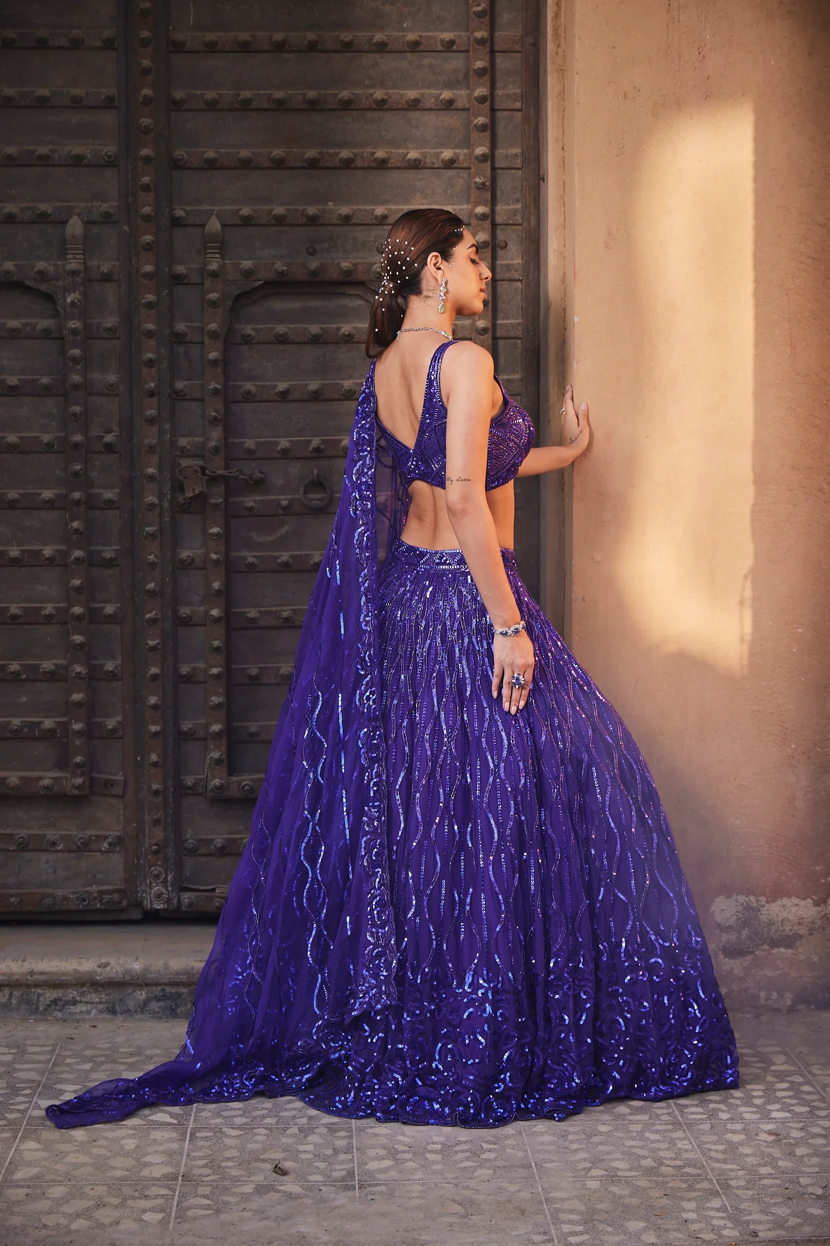 Bright Purple Lehenga Set - Image 10
