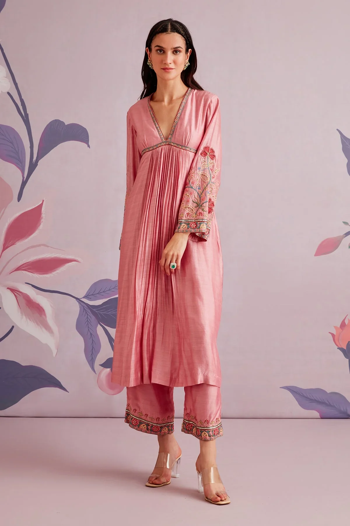 BRIONY - Embroidered Silk Kurta and Embroidered Pants