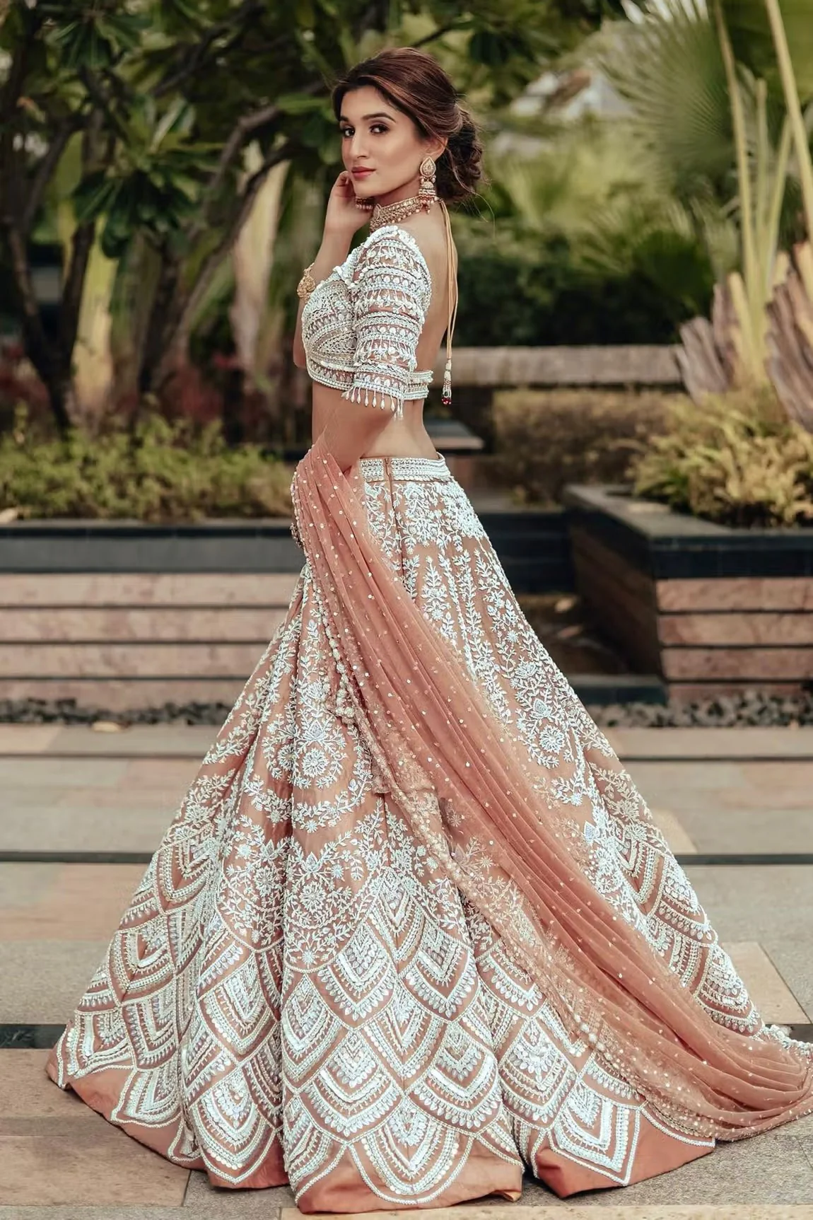 Brown Chroma Silk Lehenga Set - Image 3