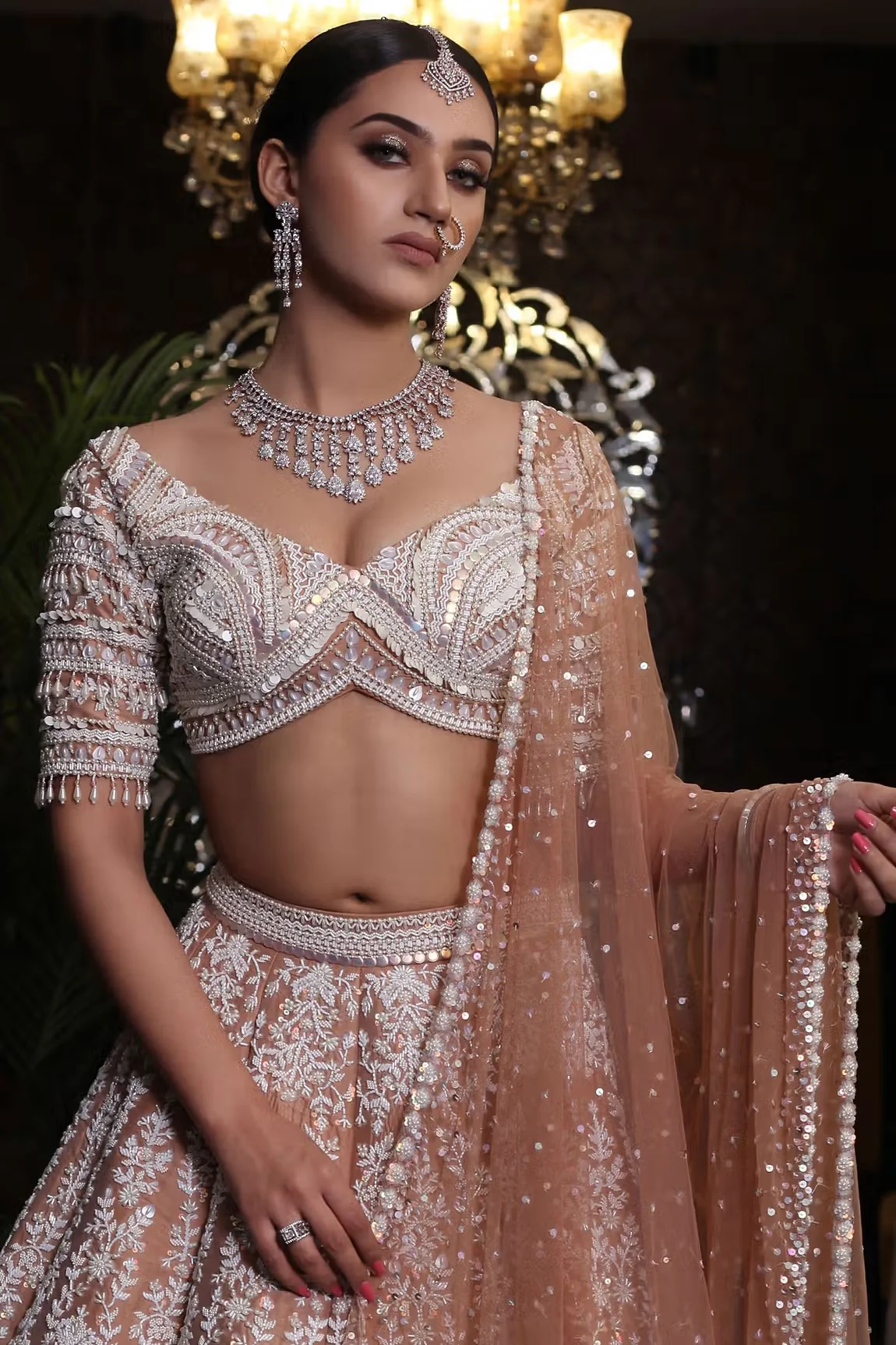 Brown Chroma Silk Lehenga Set - Image 6