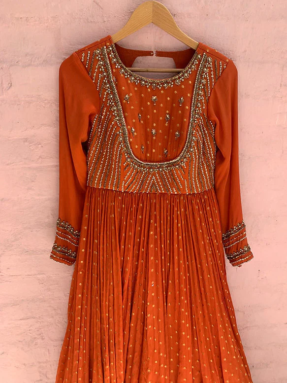 Burnt Orange Anarkali Suit - Image 2