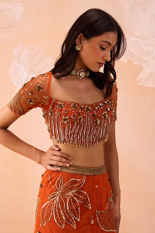 Burt Orange Lehnga Set - Image 2