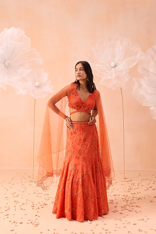 Candy Orange Lehanga Set