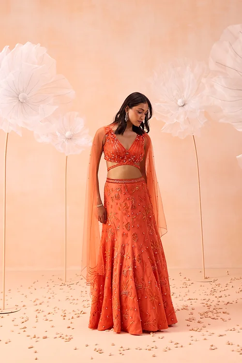 Candy Orange Lehanga Set - Image 3