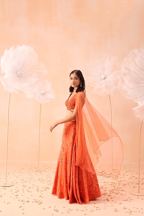 Candy Orange Lehanga Set - Image 4